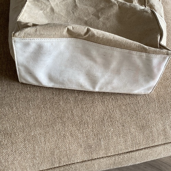 LANCÔME tan cancas vegan leather tote bag lined - Picture 3 of 5